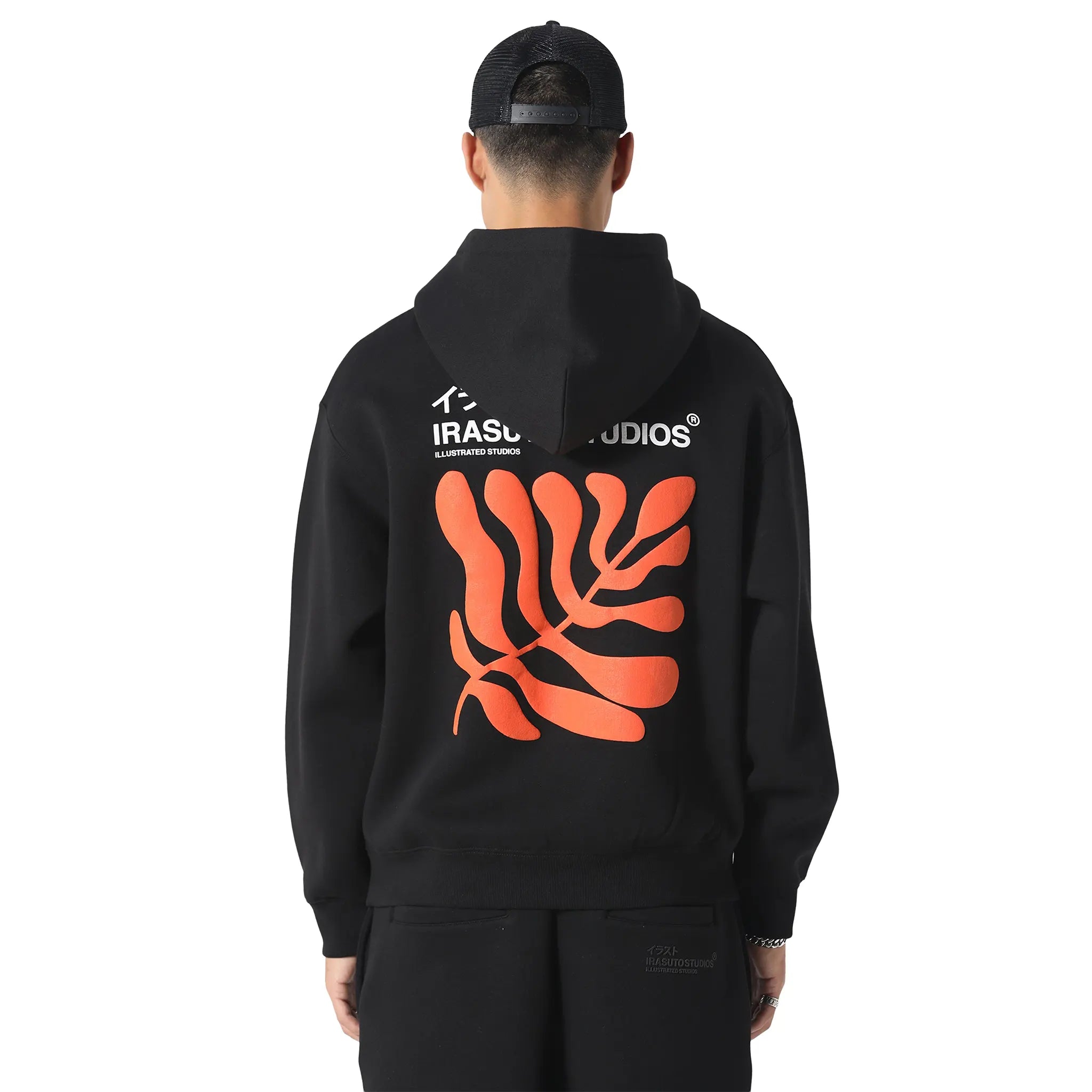 Back View of Irasuto Studios Sumi Flow Black Hoodie 5060615214143